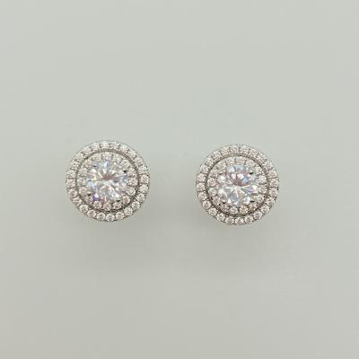 China Pierced Earring China Made Lovely Cute Color 925 Sterling Silver 3A White Zircon Round Stud Earrings for sale