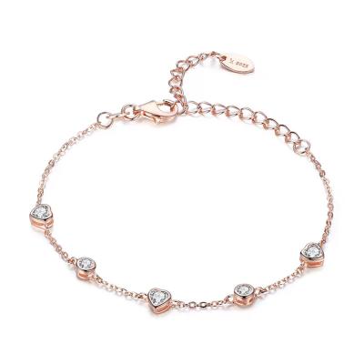 China 2022 Nickel Free Hot Selling Rose Gold Heart Shaped S925 Sterling Silver Bracelet For Women for sale