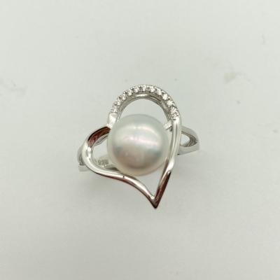 China Modern High Quality CLASSIC 925 Sterling Silver Heart Shape Pearl Ring For Girlfriend Gift for sale