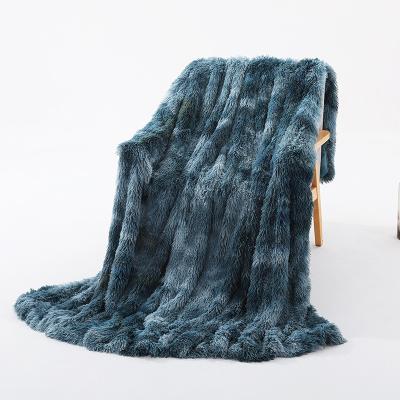 China Customized Customized Luxury Double Sided Faux Fur Throw Blanket Super Soft 100% Soft Double Tie Tie Dye Luxury for sale