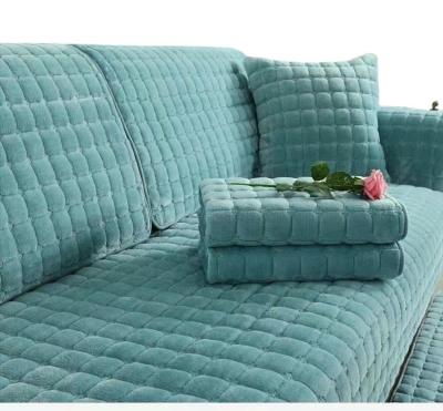 China Washable Sofa Cushion Plush Winter Warm Sofa Blanket Set Cushion Cover Non-slip Fabric Flannel For Living Room Blanket Towel for sale