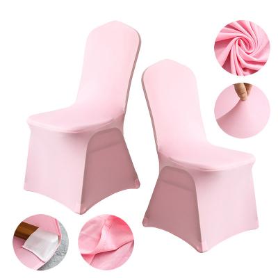 China Simple Wholesale Spandex Polyester Stretch Polyester Wedding Party Church Lectern Pink Universal Chair Cover for sale