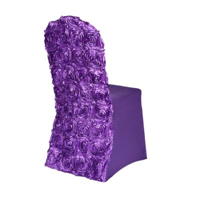 China Wholesale Jacquard Spandex White Flower Chair Cover/Wedding Banquet Chair Cover for sale