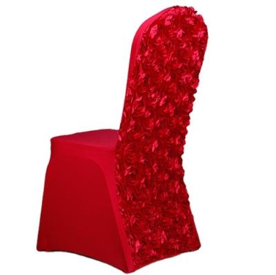 China Wholesale Jacquard Spandex White Flower Chair Cover/Wedding Banquet Chair Cover for sale