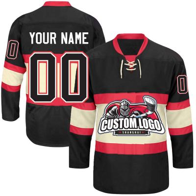 China High Quality Quick Dry Custom Design Cut And Sew Tackle Twill Ice Hockey Jersey Embroidery for sale