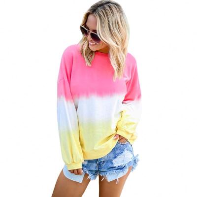 China New Long Sleeve Color Block Crewneck Sweatshirt Anti-Shrink Tie Dye Pullover Hoodie for sale