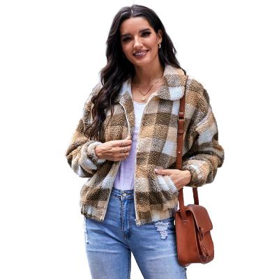 China 2021 Anti-wrinkle Women's Jackets And Coats Casual Plaid / Leopard Print Winter Coat For Women for sale