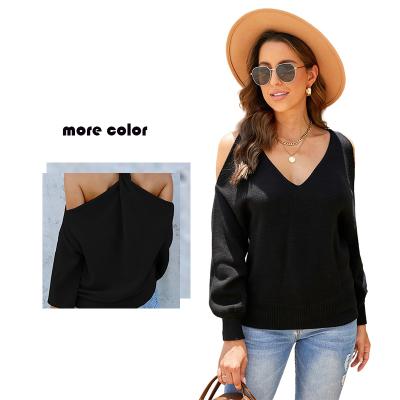 China Latest Designs Anti-Shrink Fashionable V-Neck Twisted Back Chill Knit Women's Sweater for sale