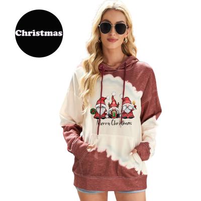 China Christmas Streetwear Anti-wrinkle 2021 Winter Popular Graphic Printing Hoodies Pullover Tie Dye Christmas Sweatshirt for sale