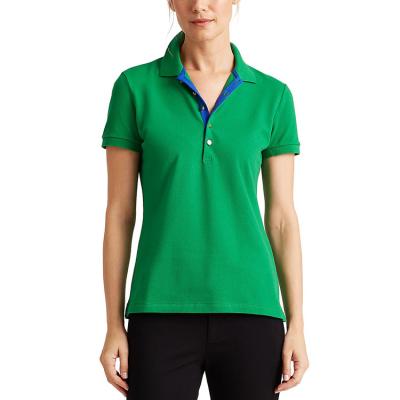 China High Quality Free Shipping Anti-Wrinkle Anti-Wrinkle Small Stretch Pique Polo Shirt Ladies Top Free Shipping Fast Free Shipping Shorts Ribbed Collar Sheath Polo Shirt for sale