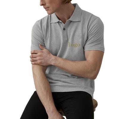 China hot sale Anti-wrinkle men's color cotton short sleeves polo pique pure classic tailored two button closure placket pullover summer stylish for sale