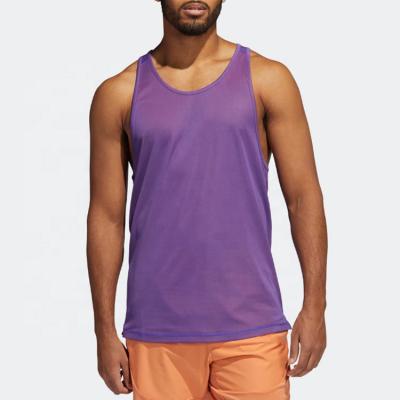 China New Arrival Hot Sale Anti Pilling Double Knit Tank Tops 100 Regular Edge Polyester Training Tank Tops Men's Lightweight Split Fit Gym Tank Tops for sale