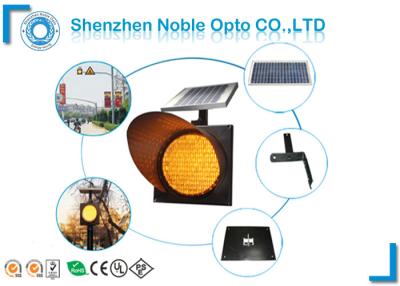 China 12VDC Solar warning light Yellow / Amber , Warning Traffic Light  with solar panel for sale