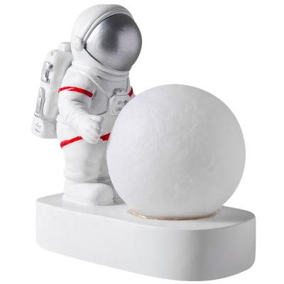 China Warm White Led Astronaut 3D Moon Lamp Atmosphere Lamp USB Modern Bedroom Lamp Kids Night Light for sale