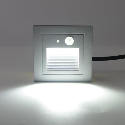 China Modern Indoor Outdoor Mini Square Smart Step Light Recessed Motion Sensor LED Stair Wall Lamp for sale