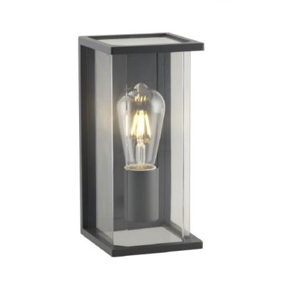 China Tempered Glass Matte Black Outdoor Exterior e27 Lantern PC Box Wall Sconce Wall Mounted Lamp for sale