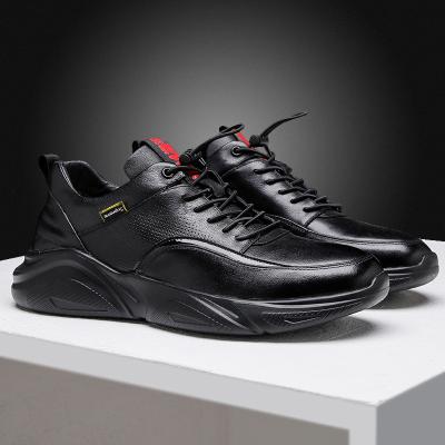 China Fashion Trend Outdoor Walking Breathable Lace Up Sneakers Genuine Leather Men Sports Shoes for sale