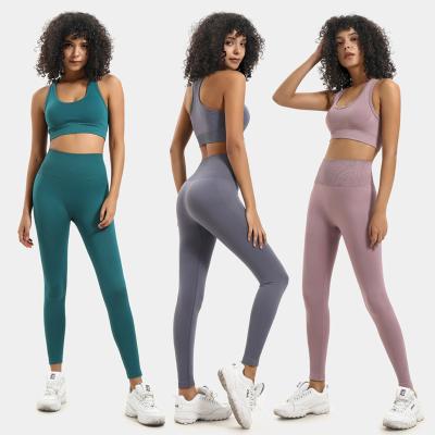 China Breathable Women Yoga Clothing Fitness Yoga Seamless Bra Set Ladies Sports Suit Sportswear Female for sale