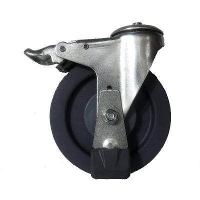 China Other Professional Factory 4 Inch Stem Mounted Swivel PU Wheel Middle Size Caster With Brake for sale