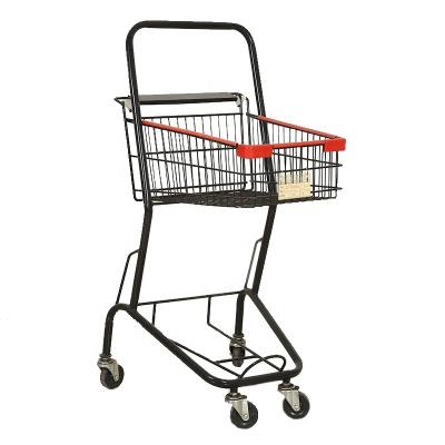 China Unveiling Factory Supplier Supermarket Shopping Double Layers Hand Basket Trolley High Quality Black Trolley for sale