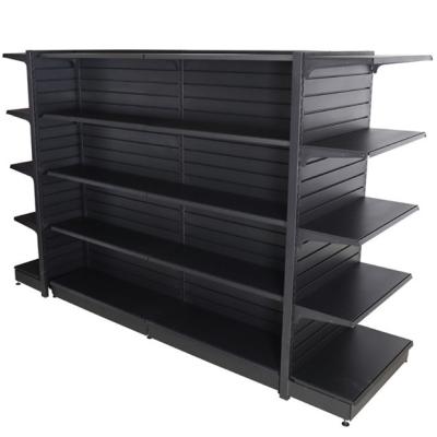 China Fashionable Double Sided Modern Metal Double Sided Supermarket Style Store Wooden Display Rack Equipment for sale