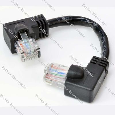 China Bare COPPER Network Cable RJ45 Ethernet Right Angle To Left Angle Male 90degree Cat.6 UTP Patch Cord for sale