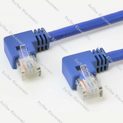 China CCA/CCS/Because/OFC/Bare COP RJ45 Network Cable Right Angle Patch Cord to Left Angle Male/90degree Male Cat6/Cat5e UTP to Ethernet for sale