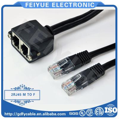 China 2port RJ45 Extension Cable Panel Mount Dual Ethernet RJ45 Cable With Screw RJ45 M-F 003 for sale