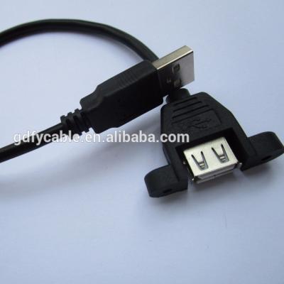 China Data Transfer USB2.0 Male To Female Panel Mount Cable With Screw USB2.0 AM To AF for sale