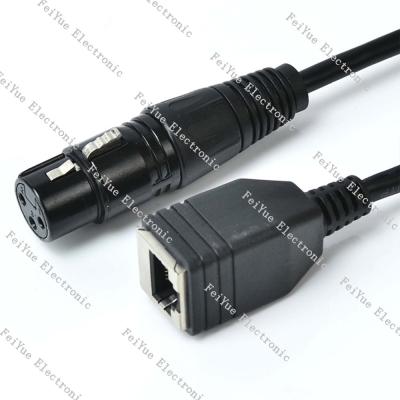 China Spotlight DMX Cable 3pin XLR Connector to RJ45 Adapter Stage Light Female Cable for sale