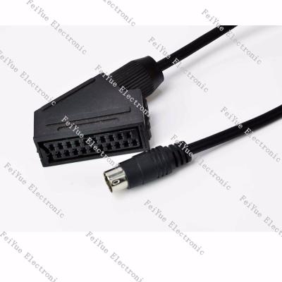 China High Quality DVD Player Europe Audio&video Cable 21P Scart To 9pin Mini Din Male For DVD XBOX for sale