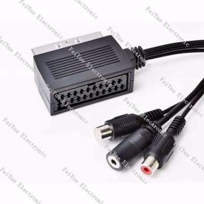 China Male/Female DVD Player Audio&video Cable Scart 21P To RCA Adapter for sale