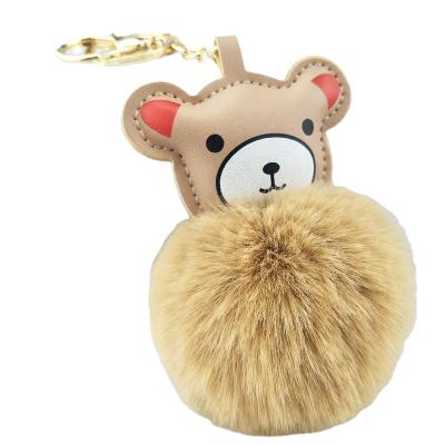 China 2022 luxury teddybear pom pom key chain, big pom pom key chain for sale