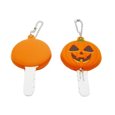 China Wholesale Gift on Stock Custom Gifts PVC Halloween Pumpkin Soft Silicone Key Cover for sale