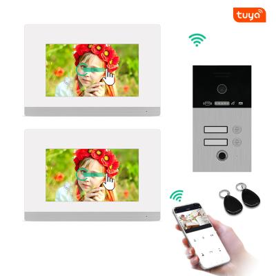 China tuya IP wifi fingerprint video door phone home intercom video doorbell 1/2/3/4 apartments 7