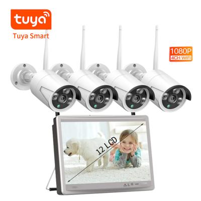 China TUYA SMART NIGHT VISION 4CH 1080P Wireless NVR Kit with 12