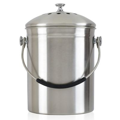 China Sustainable Stainless Steel Kitchen With Odorless Composting Charcoal Filter Bin for sale