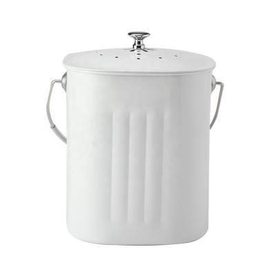 China Rolling Type Cover Countertop White Compost Bin With Lid, 1.7 Gallon Kitchen Compost Bin for sale