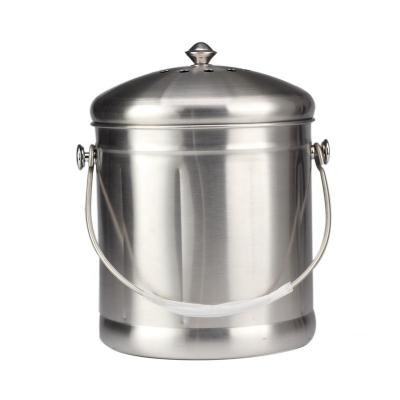 China Cover Rolling Type Compost Bucket With Stainless Steel Lid, 1.8 Gallon Kitchen Compost Bin for sale