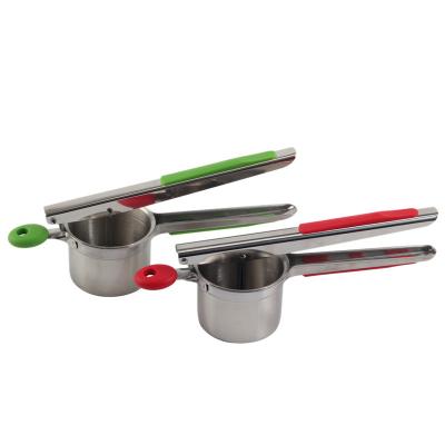 China Modern colorful silicone handle stainless steel potato masher and masher potato masher kitchen tool for sale