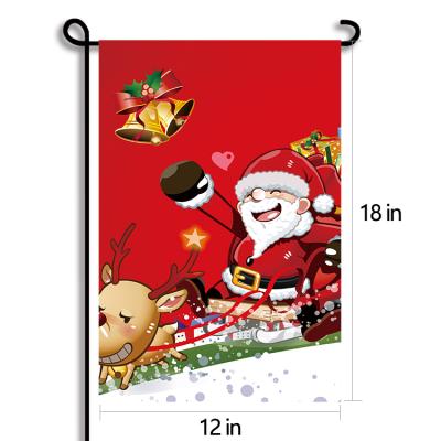 China Strong Color Fastness/Environmental Protection Durable//Lovely Washable Custom Merry Christmas Yard Flag Cartoon Jumping Santa Claus Christmas Garden Flags for sale