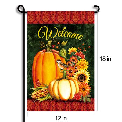 China Strong Color Fastness/Environmental Protection Durable//Sublimation Autumn Garden Flags For Decoration Quick Delivery 12X18in/30X45cm Harvest Double Yard Washable Welcome Flag for sale