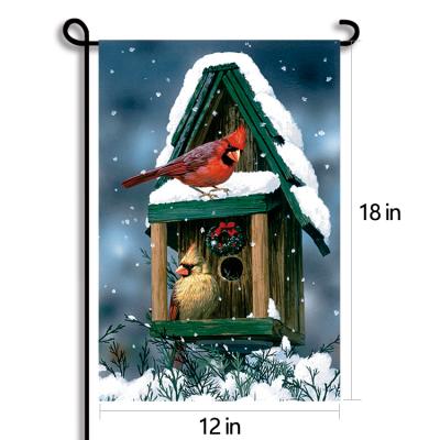 China Strong Color Fastness/Environmental Protection Durable//Winter Sublimation Garden Flag Flower Bird Seriesr Washable Stable Double Sided Winter Yard Flag For Outdoor for sale