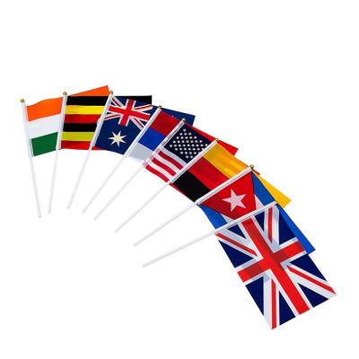 China Color Fastness / Durable / Decorative / Washable Environmental Protection Various Polyester White Manufacturer Professional Event Held Hand Flags Poles Custom for sale