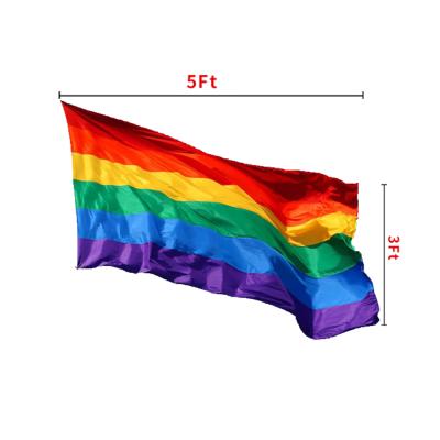 China Lightweight/Portable Supply OEM Design Printing Knitting Embroidered Gay Pride Sublimation Stitched Rainbow Flag for sale