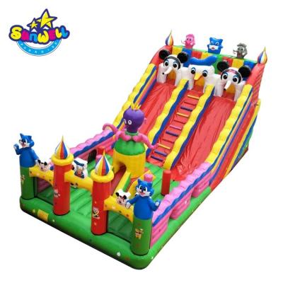 China Park/playground/school/rental inflatable trampoline/festival/home yard giant, inflatable paradise for kids, cheap blue cat inflatable slide for sale