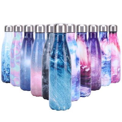 China Sustainable Cola Shaped Water Bottle Customized Starry Sky Stainless Steel Heat Transfer Printing Tumbler for sale