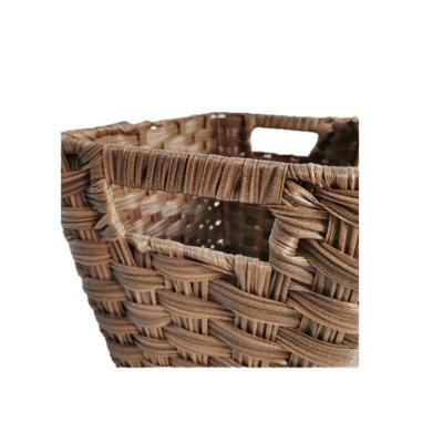 China Minimalist Most Popular 35Cm Woven Artificial Rattan Basket With Handle for sale