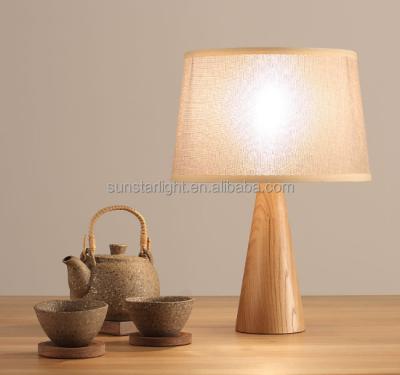 China European Handmade Wooden Table Lamps Fabric Shade Reading Table Lamp for sale