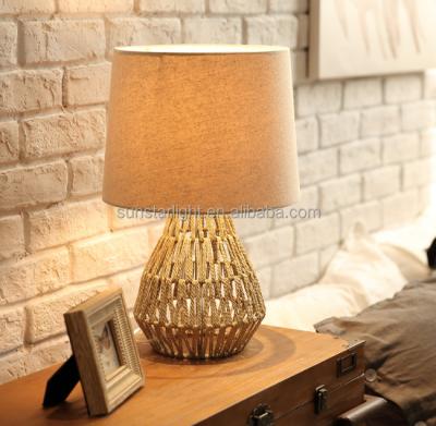 China European Rattan Table Lamp Fixture Make Up Table Lights for sale